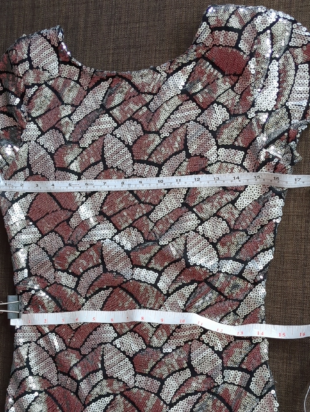 Rubber Ducky Silver & Black Sequin Open Back Short Sleeve Badycon Mini Dress - Picture 11 of 14